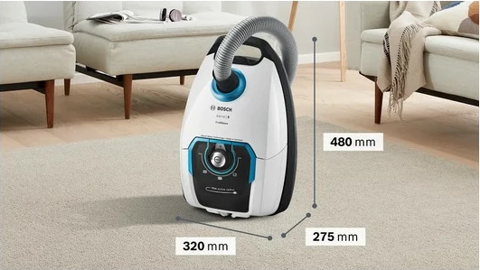 Sesalnik z vrečko Bosch Serie 8 BGB75XSIL, 650 W, 5 L, bel Sesalnik z vrečko Bosch Serie 8 BGB75XSIL, 650 W, 5 L, bel