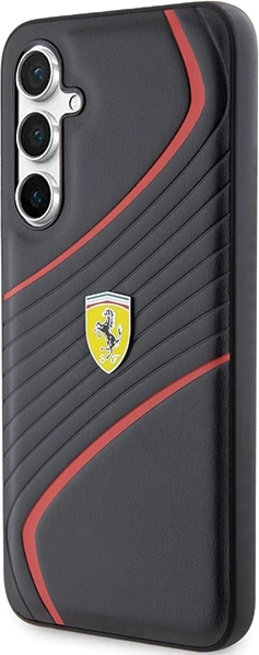 Ovitek z metalnim logotipom Ferrari Twist za Samsung Galaxy S23 FE, črn