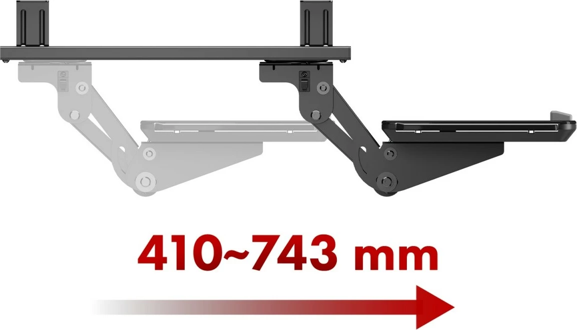 Držalo za tipkovnico, nastavljivo, pod mizo, črno Maclean MC-156 B