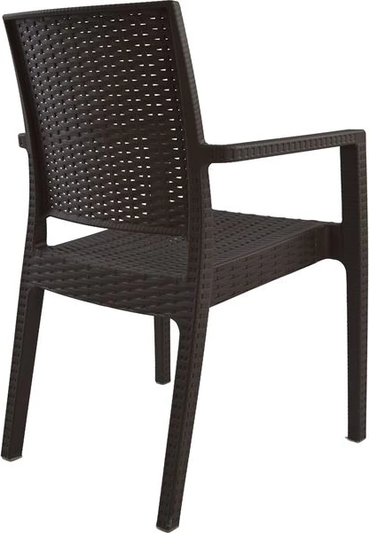 Stol z nasloni iz polipropilena temno rjave barve FH5134.02 57x55,5x89 cm, set 4 kosov