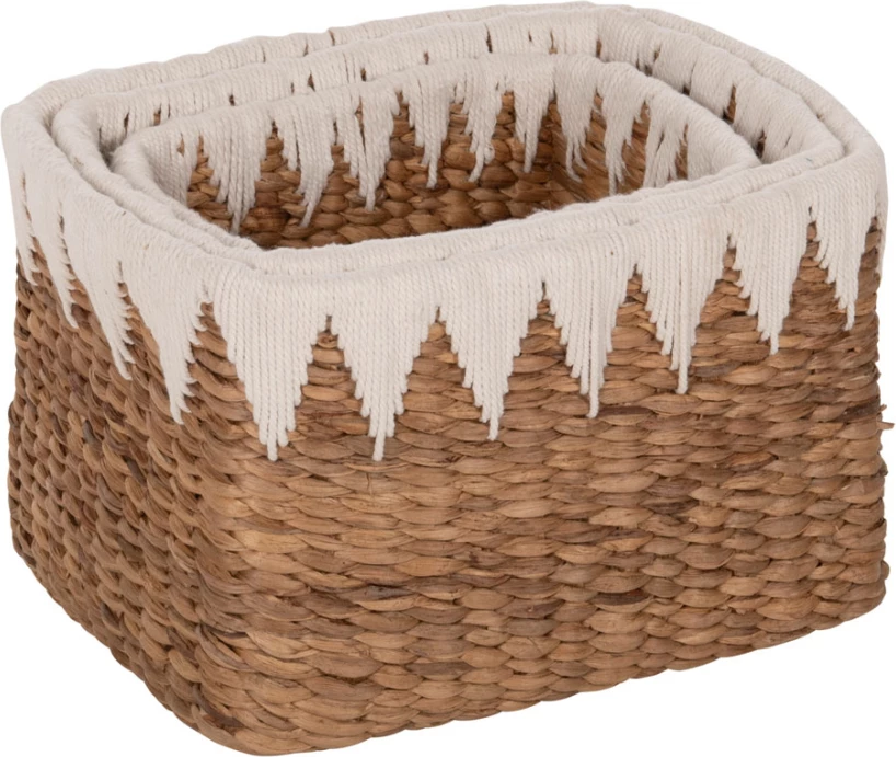 Košare set 3 kosov FH4296 kvadratne - banana lubje v naravni barvi 40x30x25H cm