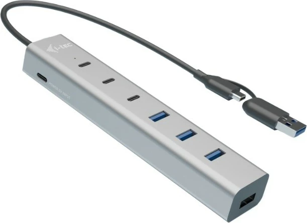 USB-C/USB-A HUB, 7 vrat, kovinski, srebrn i-tec CAHUBMETAL7