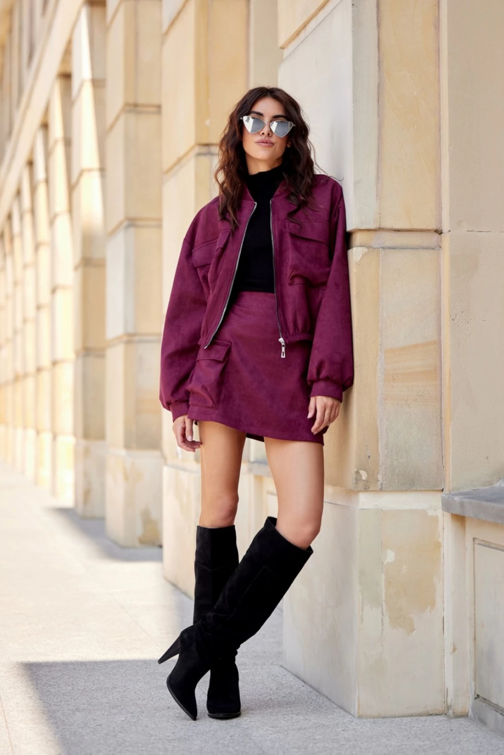 Mini krilo iz žameta, Roco Fashion, rdeče
