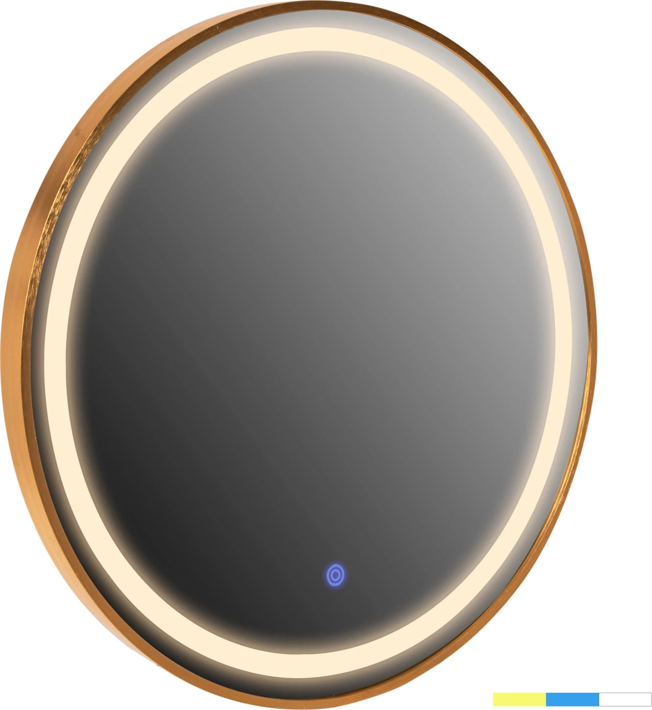 Stenska ogledala Rounder FH4503.30 aluminijast okvir v zlati barvi z LED osvetlitvijo Φ80cm