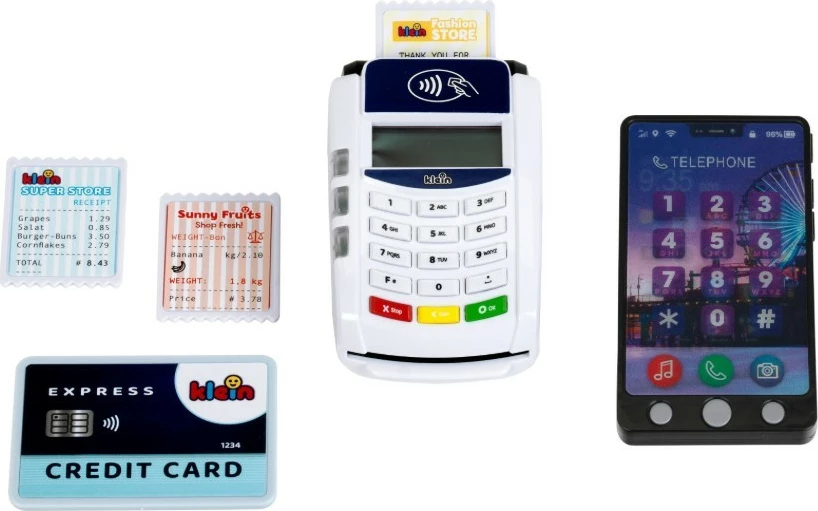 Igralni set elektronski POS-terminal s pametnim telefonom, 7 kosov, luč in zvoki, 3+, večbarven, Klein 7274