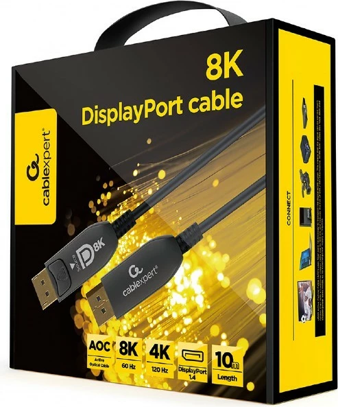 Kabel DisplayPort 8K, 10 m, Gembird CC-DP8K-AOC-10M, črn