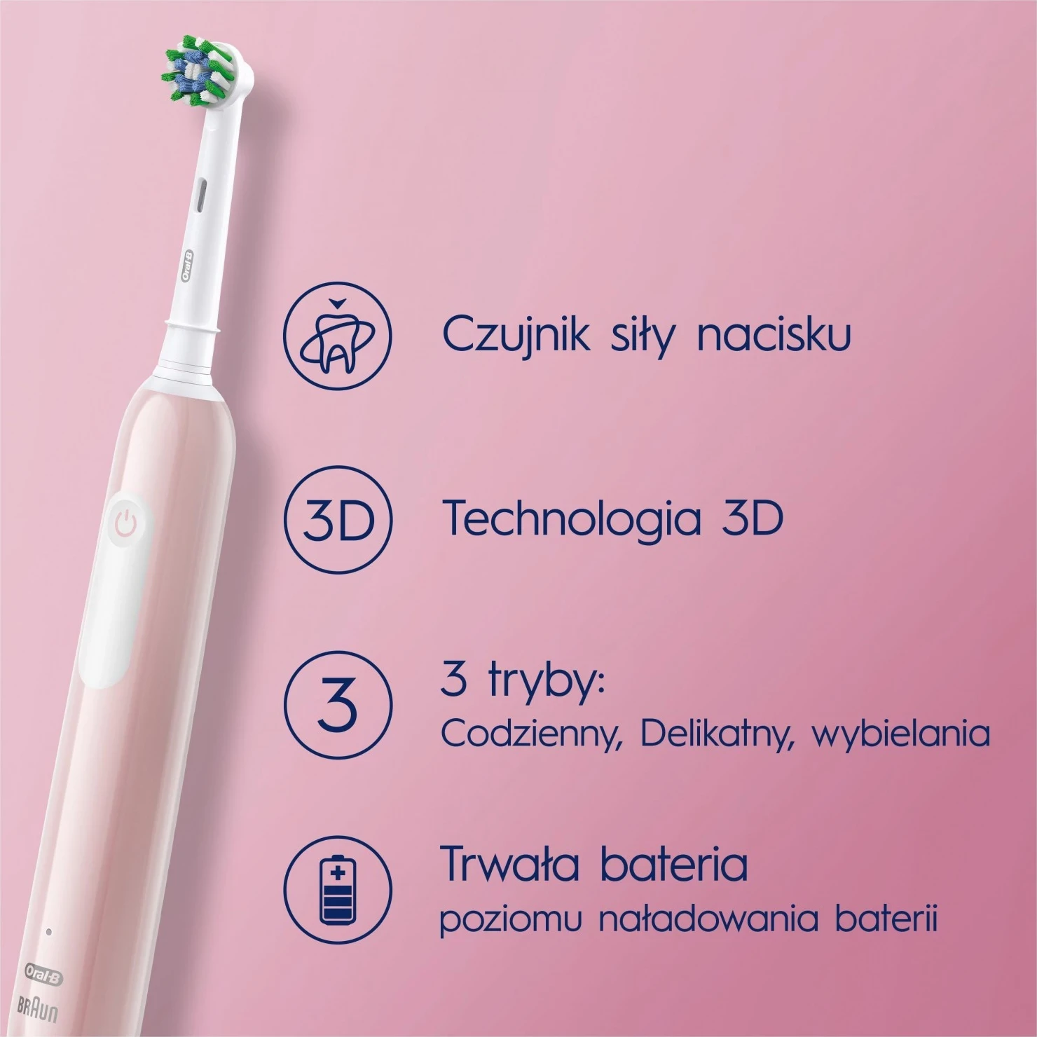 Električna zobna ščetka Oral-B Pro 1 CrossAction, rožnata