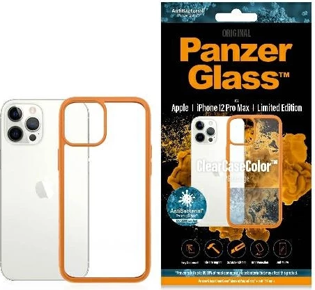 Prozoren oranžen ovitek za telefon PanzerGlass ClearCase za iPhone 12 Pro Max