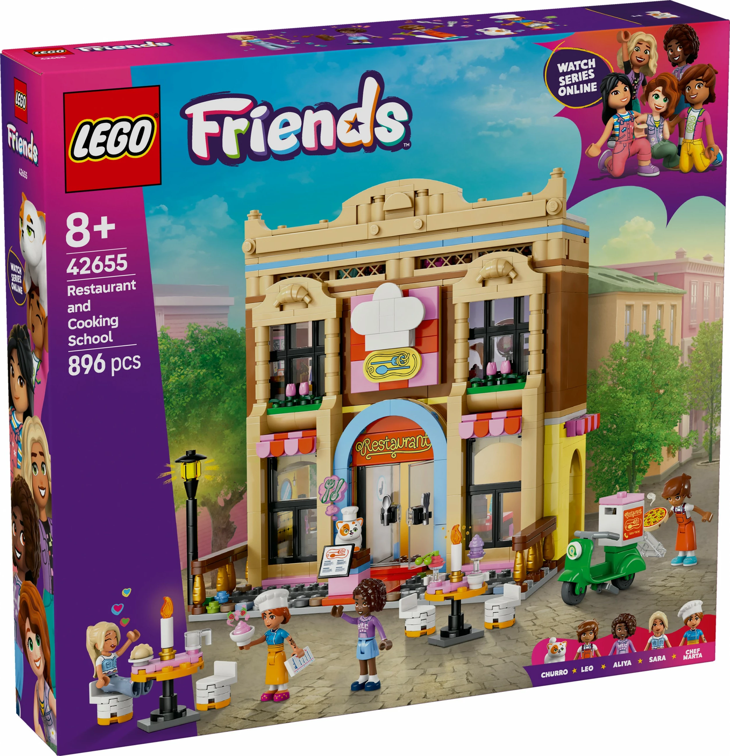 Restavracija in kuharska šola LEGO Friends 42655, 896 kosov, pisano