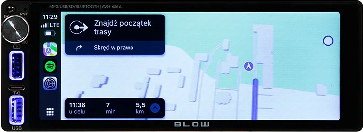 Avtomobilski radio 1 DIN, zaslon 6,86", Bluetooth, CarPlay/Android Auto, črn, BLOW AVH-686A