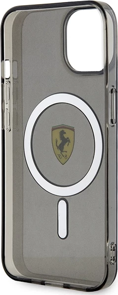 Prosojen ovitek za telefon MagSafe za iPhone 14 (6,1"), Ferrari, črn
