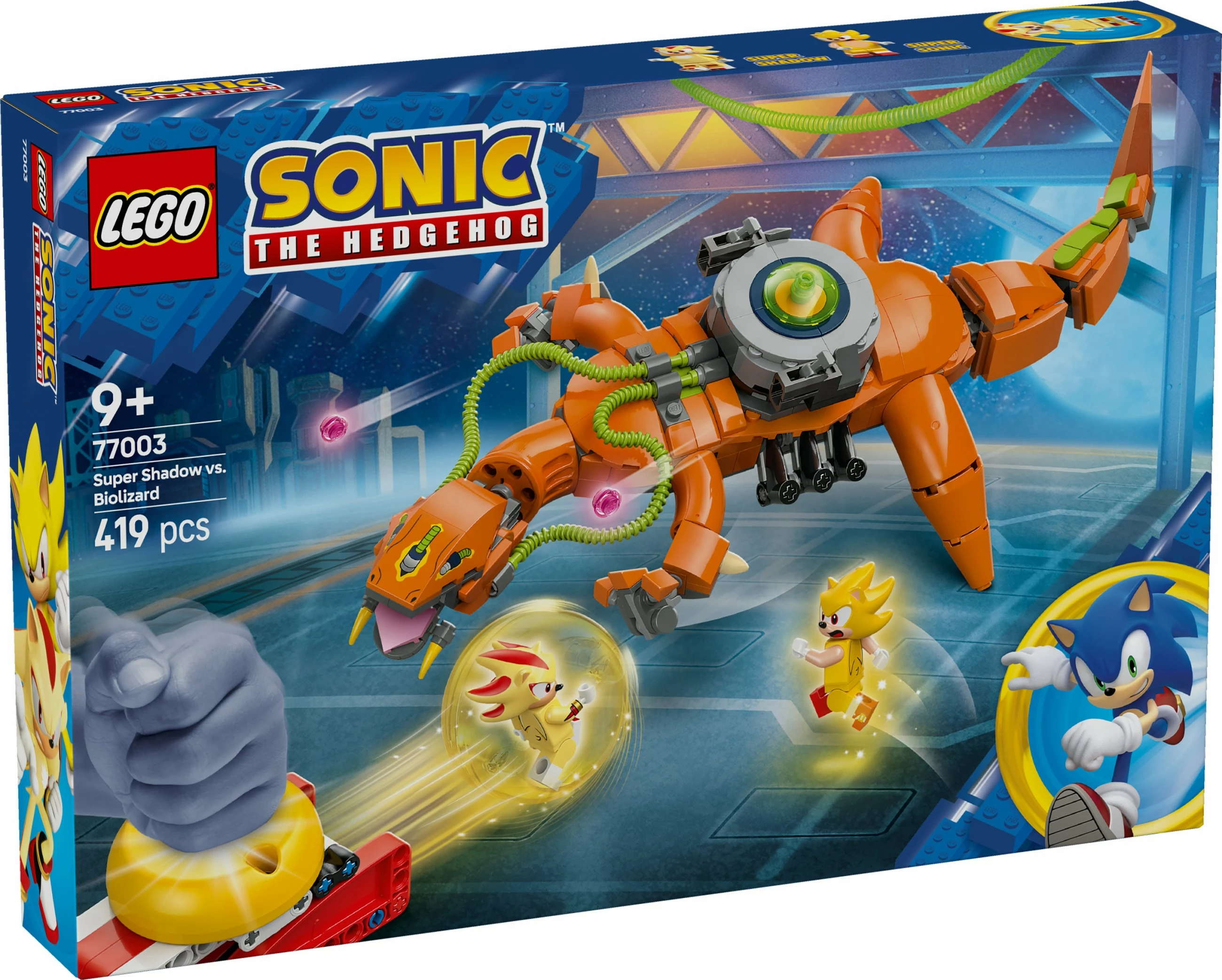 Set za sestavljanje Super Shadow vs. Biolizard LEGO Sonic the Hedgehog 77003, 419 kosov, večbarven