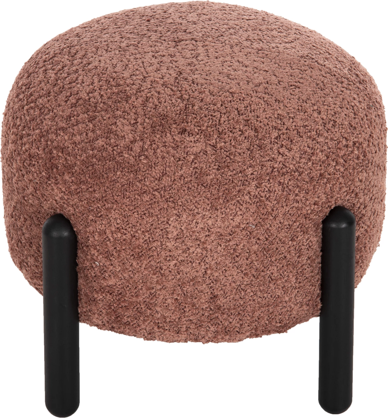 Okrogli stol EWAN FH9596.02 iz roza boucle tkanine s črnimi kovinskimi nogami Φ45x36Hcm