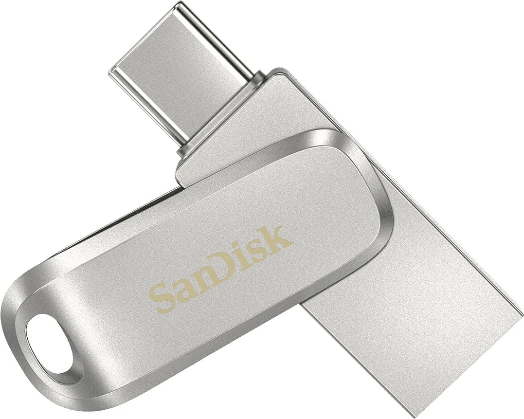USB ključek SanDisk Ultra Dual Drive Luxe, 128 GB, USB Type-A / USB Type-C, 3.2 Gen 1, iz nerjavečega jekla