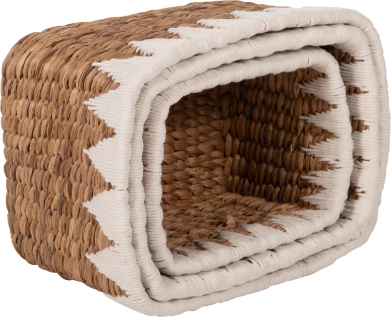 Košare set 3 kosov FH4296 kvadratne - banana lubje v naravni barvi 40x30x25H cm
