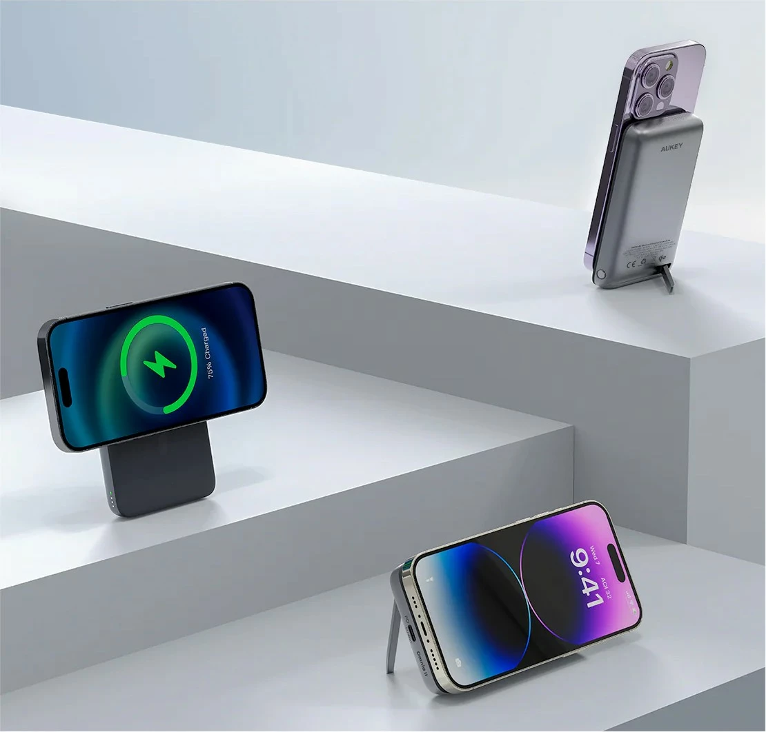 Power bank, AUKEY PB-MS06 MagSafe, 10000 mAh, 30 W, Qi2, črn