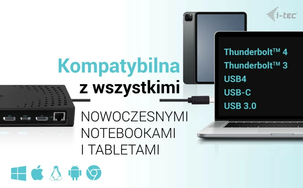 Dokovna postaja i-tec CATRIPLE4KDOCKPD2, 3x 4K, USB 3.0/USB-C/Thunderbolt, 100W, črna