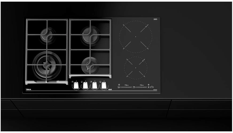 Kombinirana kuhalna plošča 4 plin + 2 indukcija TEKA JZC 96342 BBC BK, 90 cm, črna