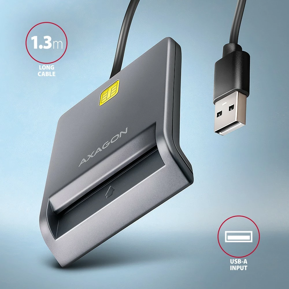 Bralnik identifikacijskih kartic AXAGON CRE-SM3T, USB, 1,3 m, črn Bralnik identifikacijskih kartic AXAGON CRE-SM3T, USB, 1,3 m, črn