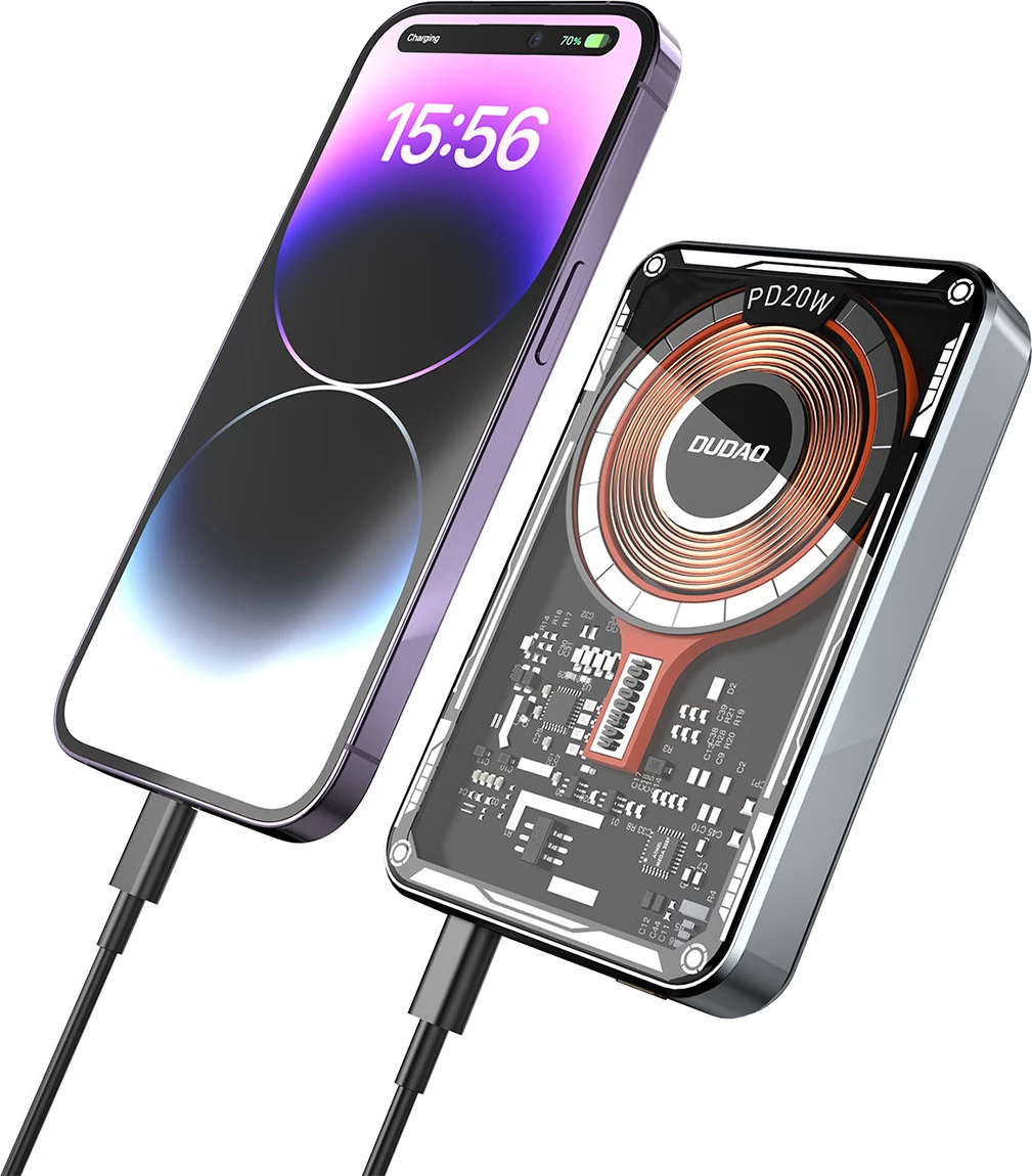 Power bank Dudao TGK1, 10000 mAh, MagSafe brezžično, 20 W, črn