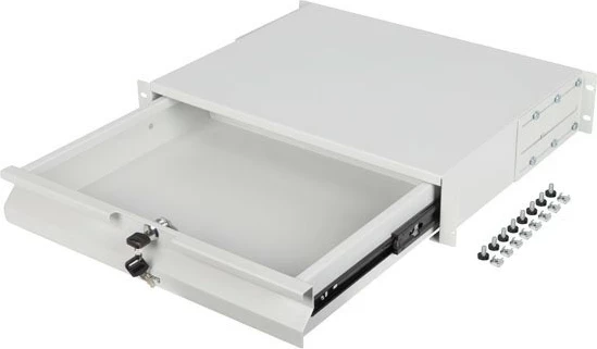Sklopni predal za 19" regal, 2U 360 mm, LANBERG, siv
