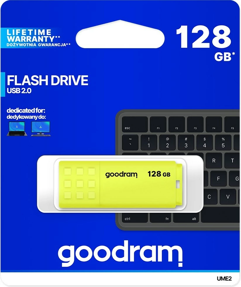 USB ključek Goodram UME2, 128 GB, USB Type-A 2.0, rumen