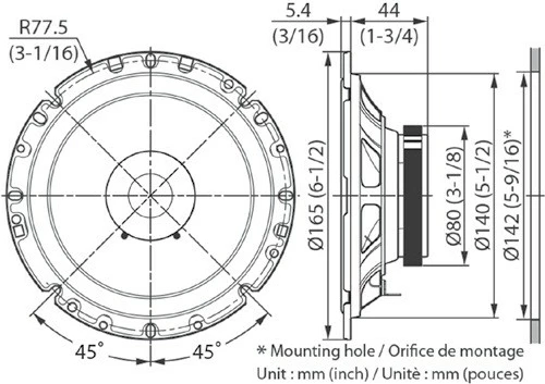 Zvočniki za avto Kenwood KFC-S1756, 165 mm, 300 W, 2 kosa, črni