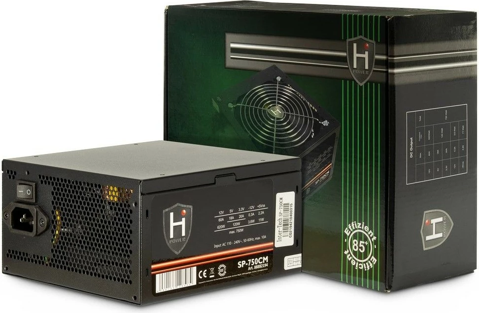 Furniznik z energijo Inter-Tech HiPower SP-750CM, 750W, pol-modularen, ATX, črn