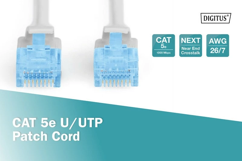 Mrežni kabel U/UTP Cat.5e, 0,5 m, siv - Digitus DK-1512-005