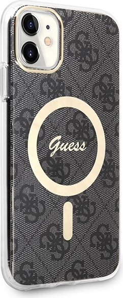 Set ovitek za telefon in brezžični polnilnik Guess GUBPN61H4EACSK za iPhone 11, 6.1", MagSafe, črn