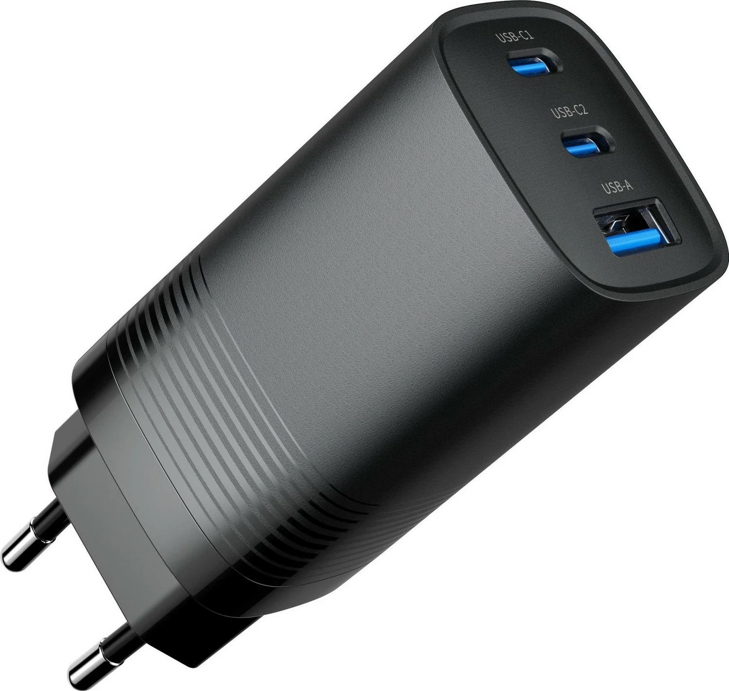 Močan kompaktni polnilnik Gembird GaN USB QC3.0 27W 2x Type-C max 65W črn