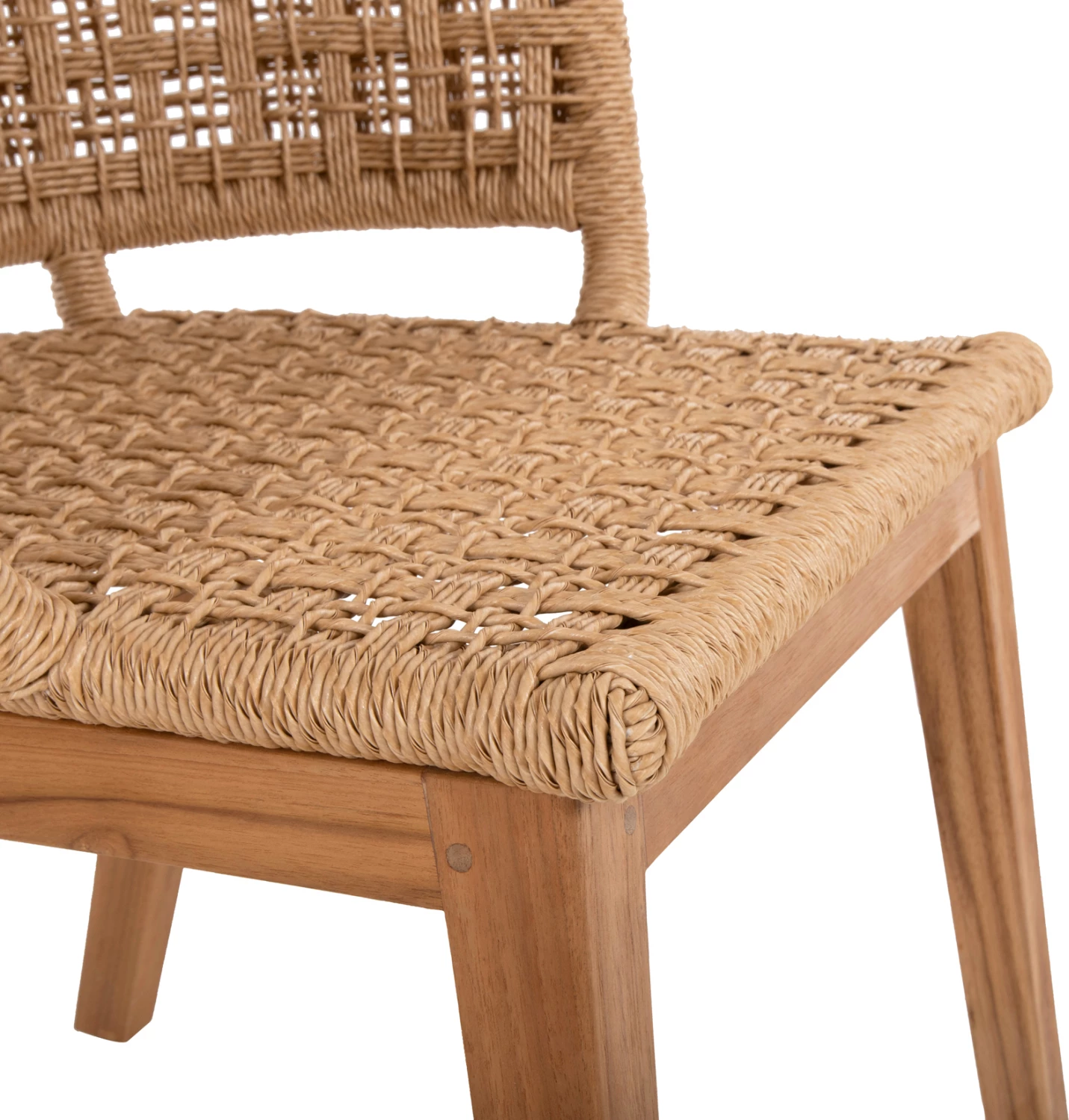 Notranji naslanjač FARLEY FH9827 iz tikovine in sintetične vrvi v naravni barvi 57x58x86H cm