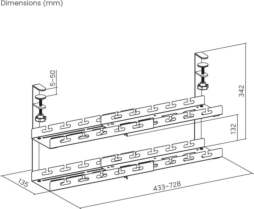 Organizator kablov pod mizo Maclean MC-102 W, 2 nivoja, jeklo, bel
