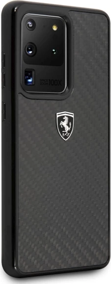 Ovitek za telefon Heritage Carbon Ferrari za Samsung Galaxy S20 Ultra, črn