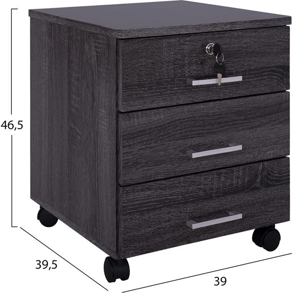 Pisarniški predalnik FH2282.01 v sivi barvi 39x39,5x46,5