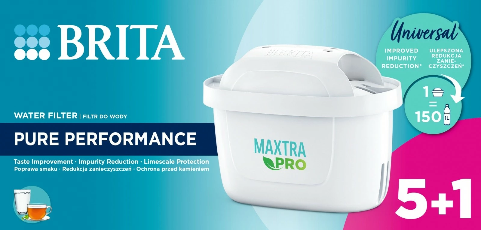 Filtri za vodo Brita Maxtra PRO Pure Performance 5+1, za vrče, 150 L