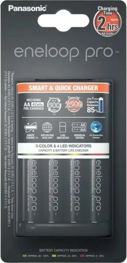 Polnilec baterij Panasonic K-KJ55HCD40E, 2500 mAh, črn