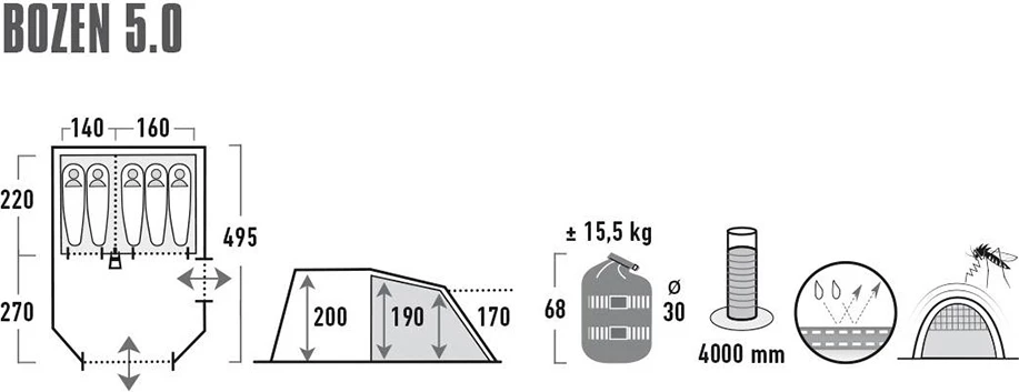 Družinska šotor High Peak, mešana barva