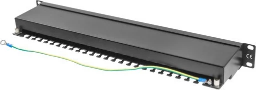 Patch panel, 24 portov, CAT 5e, 1U, črn, Lanberg PPS5-1024-B