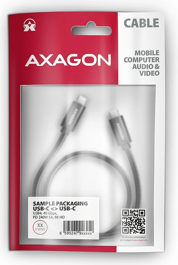 USB-C na USB-C kabel AXAGON BUCM4X-CM10AB, 1 m, USB4 Gen 3x2, 240W, 8K, črn USB-C na USB-C kabel AXAGON BUCM4X-CM10AB, 1 m, USB4 Gen 3x2, 240W, 8K, črn