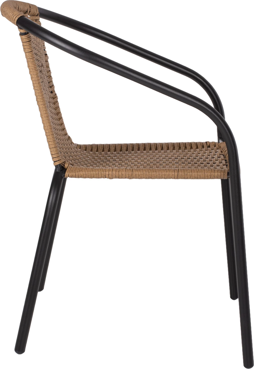 Stol CAMEL FH5015.04 kovinski okvir črn z ratanom v naravni barvi