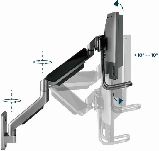 Stenski nosilec za dva monitorja Gembird MA-WA2-02, 17–32 inč, črn