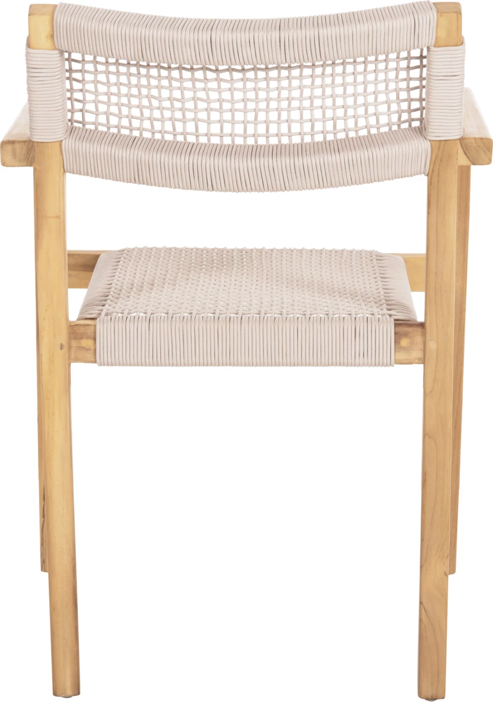 Stol Charlotte iz tikovine v naravni barvi in bež vrvi 58x61x81H cm