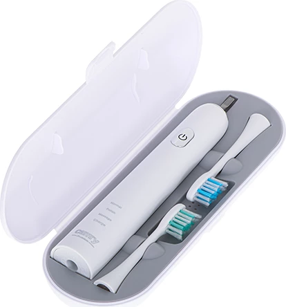 Sonična zobna ščetka Adler CR 2173, 48.000 gibov/min, 3 načini, IPX7, 180 min baterija, bela, komplet z 2 glavama + potovalna škatla