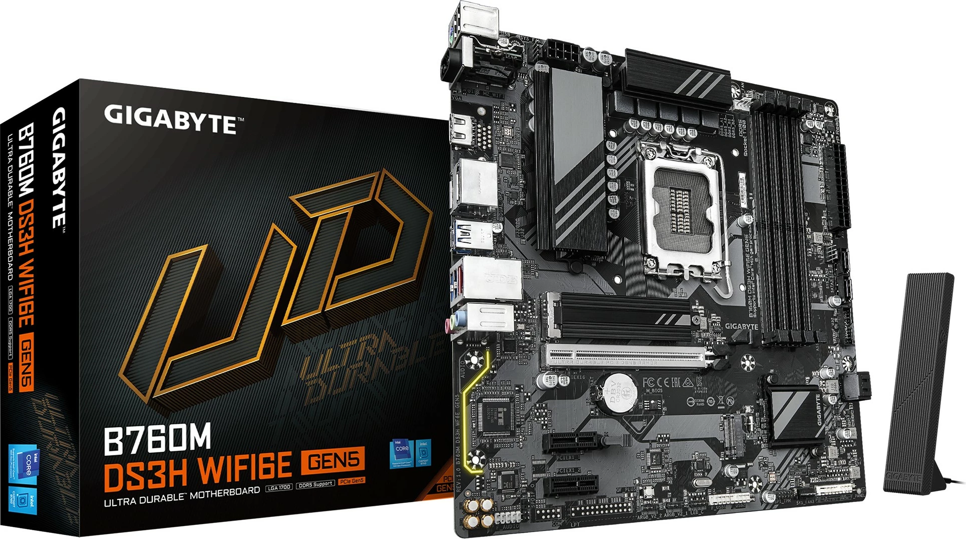 Matična plošča Gigabyte B760M DS3H WF6E GEN5, micro ATX, PCIe 4.0, Wi‑Fi, Bluetooth