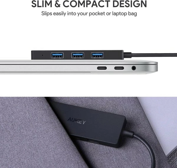 HUB USB-C, 4x USB 3.1, črn AUKEY CB-C64