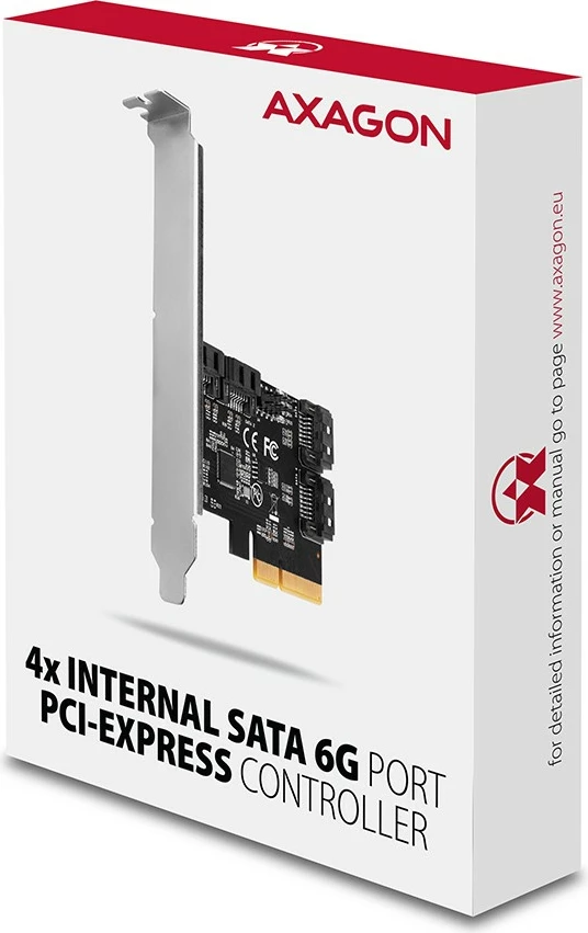 Razširitvena kartica 4x SATA 6G, PCIe, ASM1164 AXAGON PCES-SA4X4, za računalnik, črna Razširitvena kartica 4x SATA 6G, PCIe, ASM1164 AXAGON PCES-SA4X4, za računalnik, črna