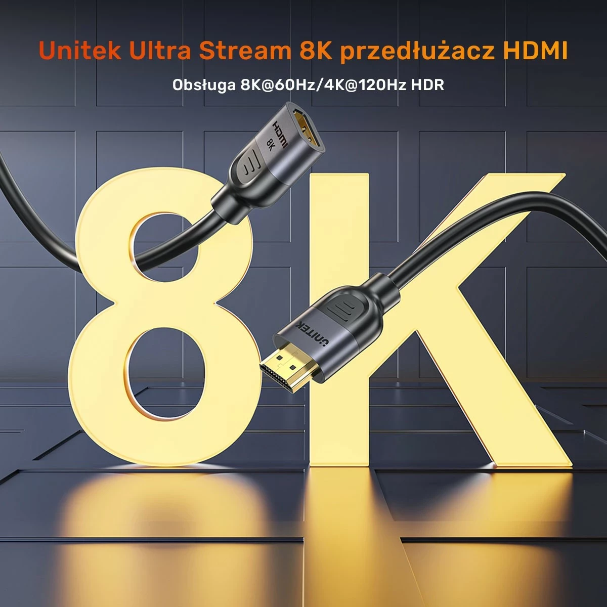 Zvočni/Video podaljšek HDMI Unitek 2.1, 8K 3 m, srebrno-črn