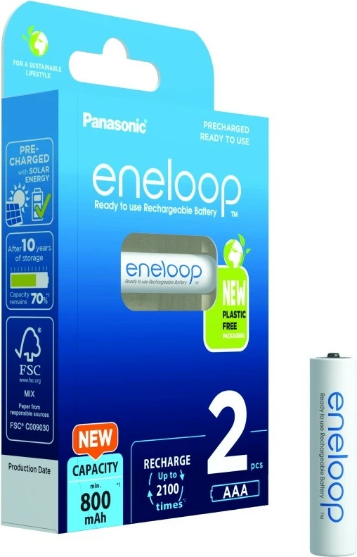 Polnilne baterije Panasonic Eneloop AAA 800 mAh, 2 kosa