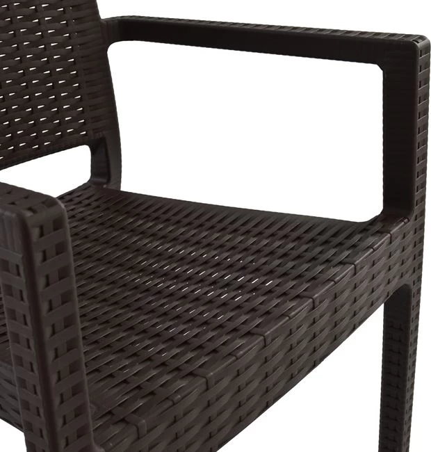 Stol z nasloni iz polipropilena temno rjave barve FH5134.02 57x55,5x89 cm, set 4 kosov